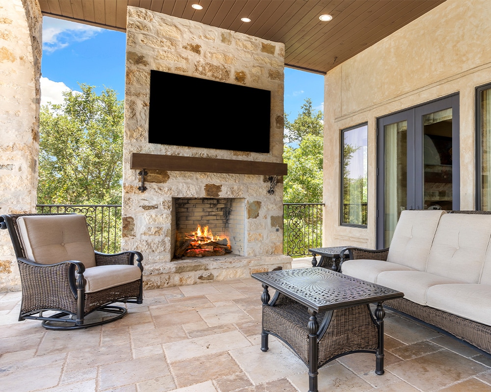 Outdoor fireplace installation